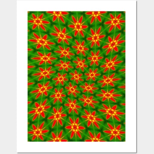 Red Blossom Pattern Posters and Art